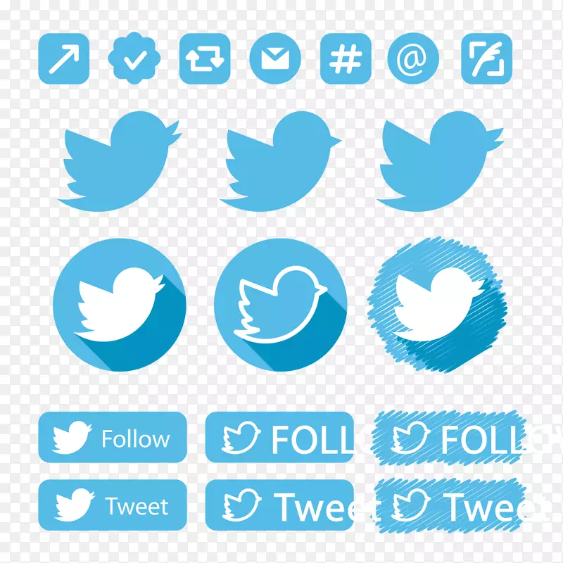 社交媒体twitter图标-蓝色twitter图标材料