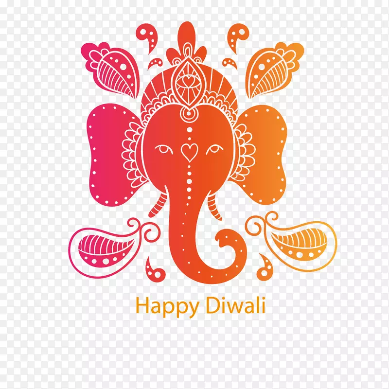 Diwali大象-彩色排灯节背景模板下载