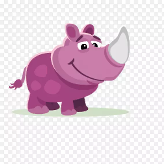 犀牛剪贴画-粉红色犀牛