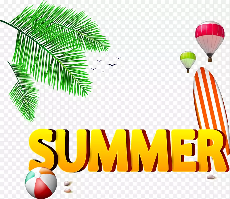 夏季沙滩球-夏季字体