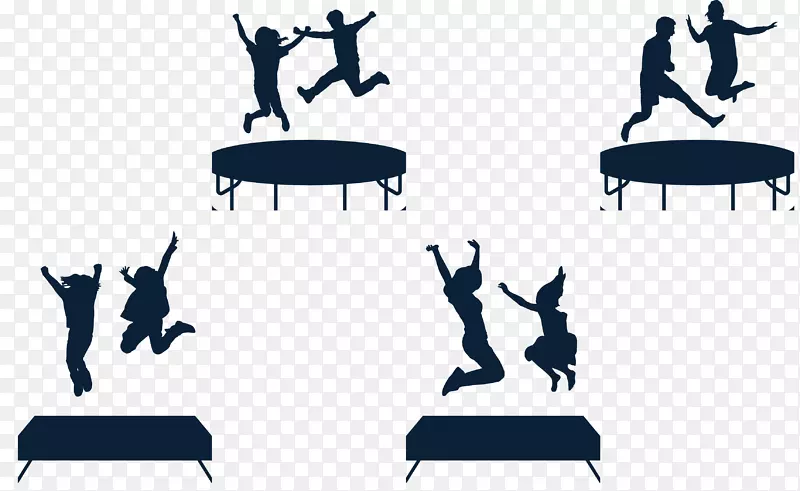 跳侧蹦床-一个年轻人在蹦床剪影上跳跃