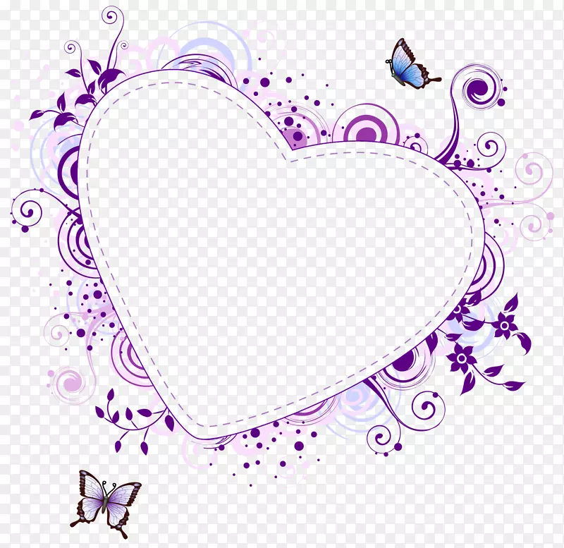 紫心夹艺术-紫色边框png免费下载