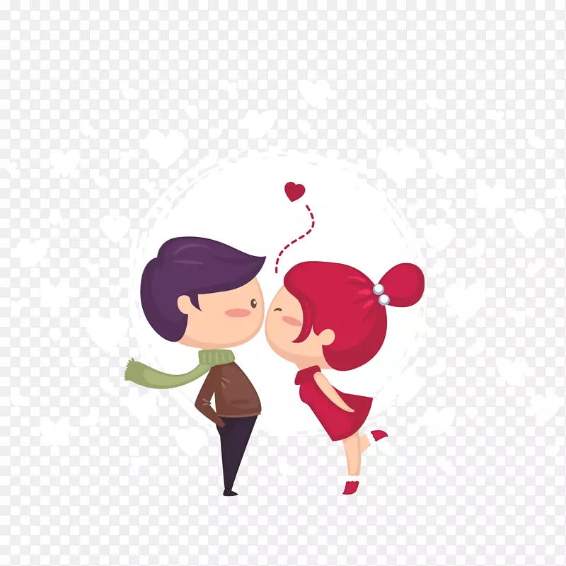 情人节礼物约会海报-可爱的情侣接吻材料