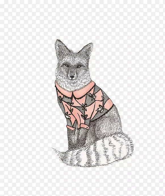 绘制动物狐狸插图.手绘北极狐