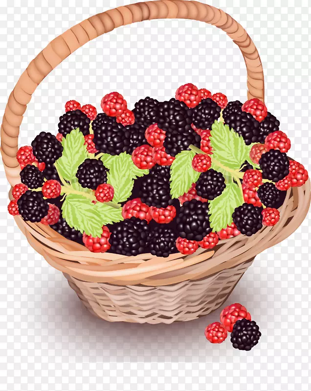 弗鲁蒂·迪·博斯科篮球草莓-一个装满黑莓蔓越莓的篮子