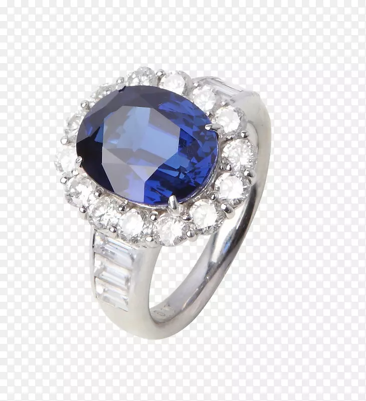 蓝宝石戒指钻石珠宝项链蓝宝石戒指钻石件