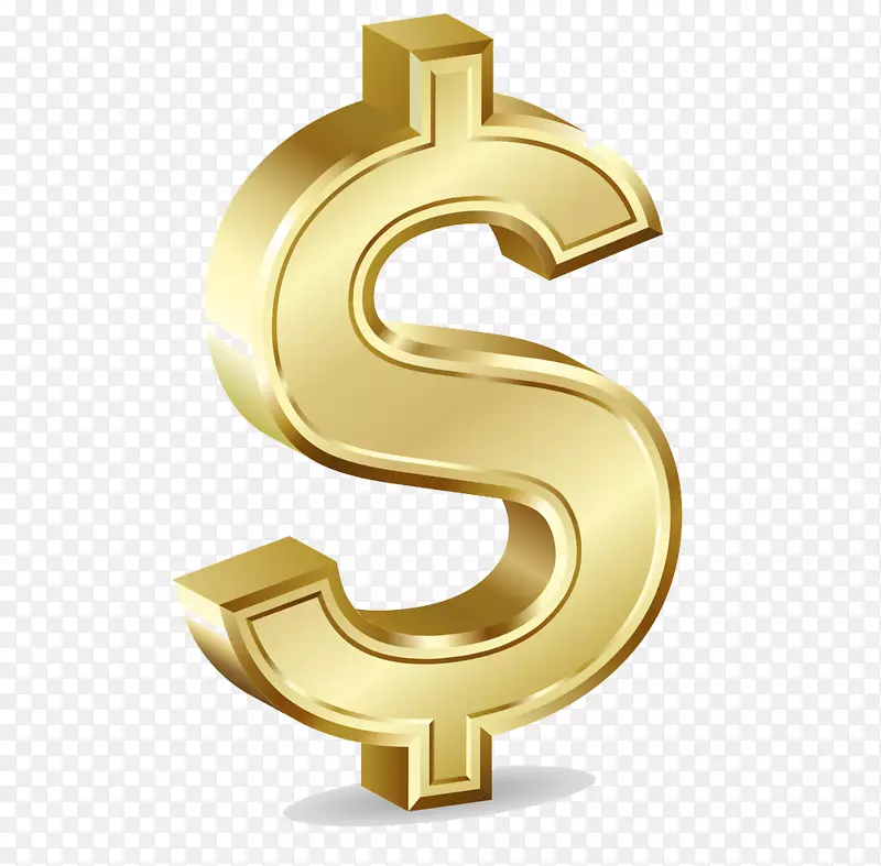 美元签名黄金货币符号剪贴画-金币透明PNG