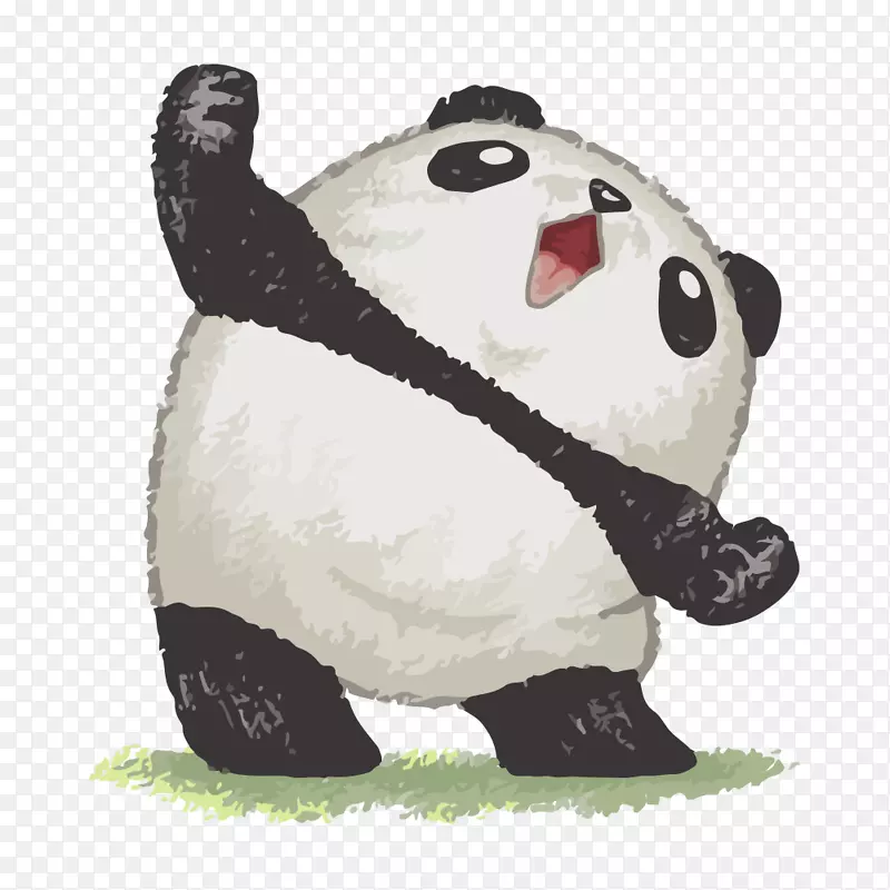 大熊猫可爱幸福插画-熊猫
