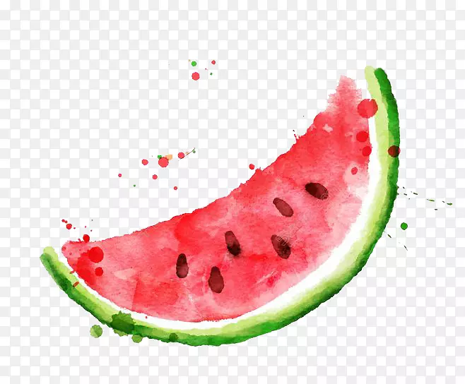 西瓜水果水彩画水彩西瓜