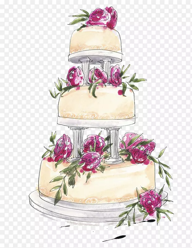 结婚蛋糕生日蛋糕层蛋糕巧克力蛋糕-婚礼蛋糕手绘