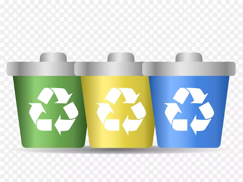 标志回收符号纸三色回收垃圾桶