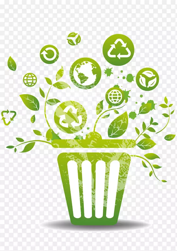 废纸回收容器环保绿色垃圾桶