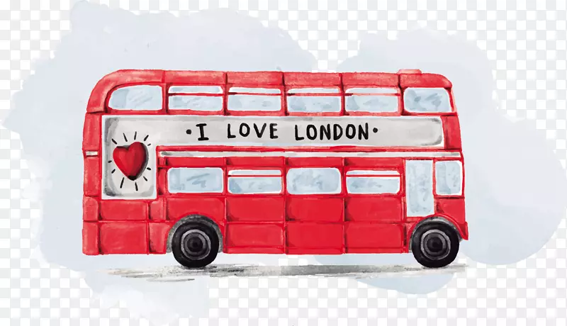 伦敦巴士微软PowerPoint图标-伦敦巴士水彩画