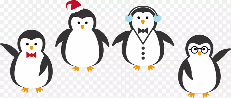 企鹅圣诞老人剪贴画-圣诞企鹅