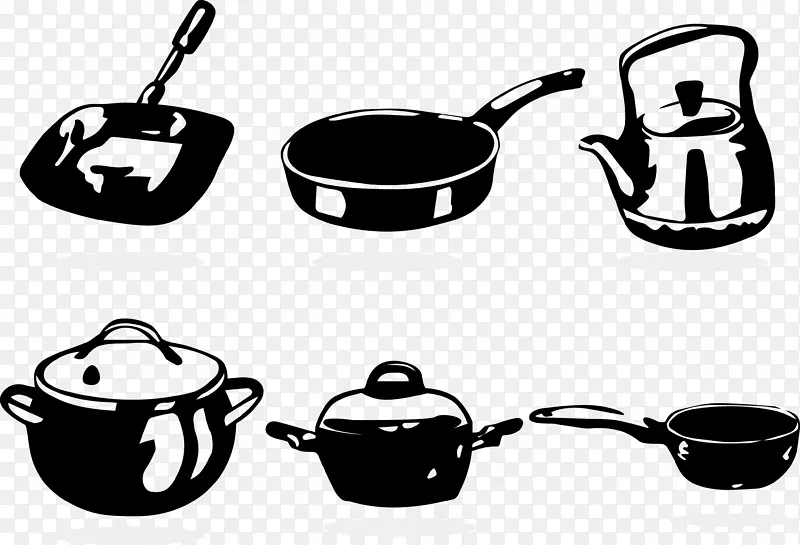 红烧平底锅炊具和烘焙用具-黑白烹饪锅