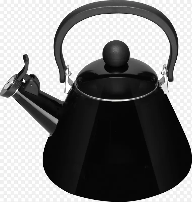 厨房炉灶和面包器-黑色水壶