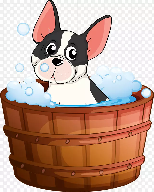 狗浴猫图-小狗浴