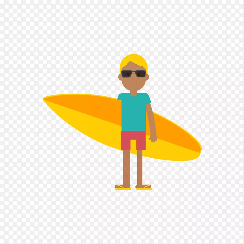 冲浪冲浪板图标-黄色冲浪者男孩