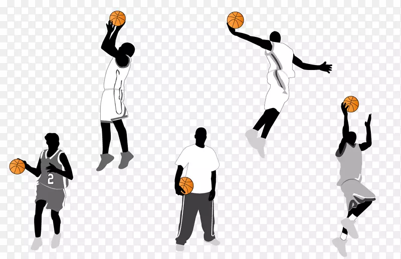 篮球剪贴画动作运动篮球剪影载体