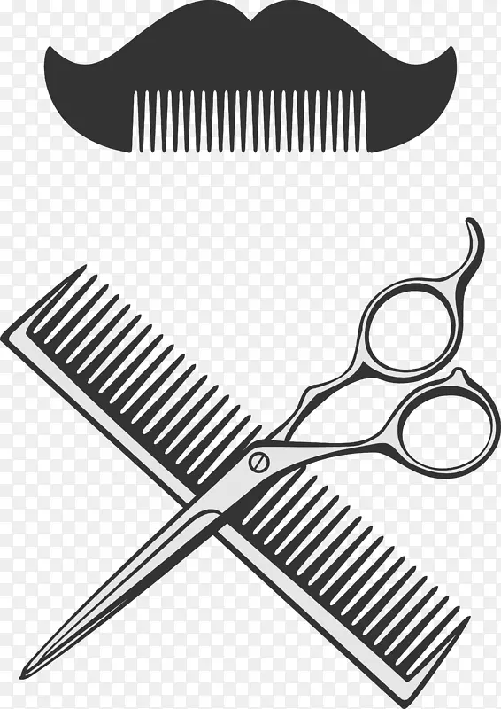 梳子剪刀理发师和剪刀