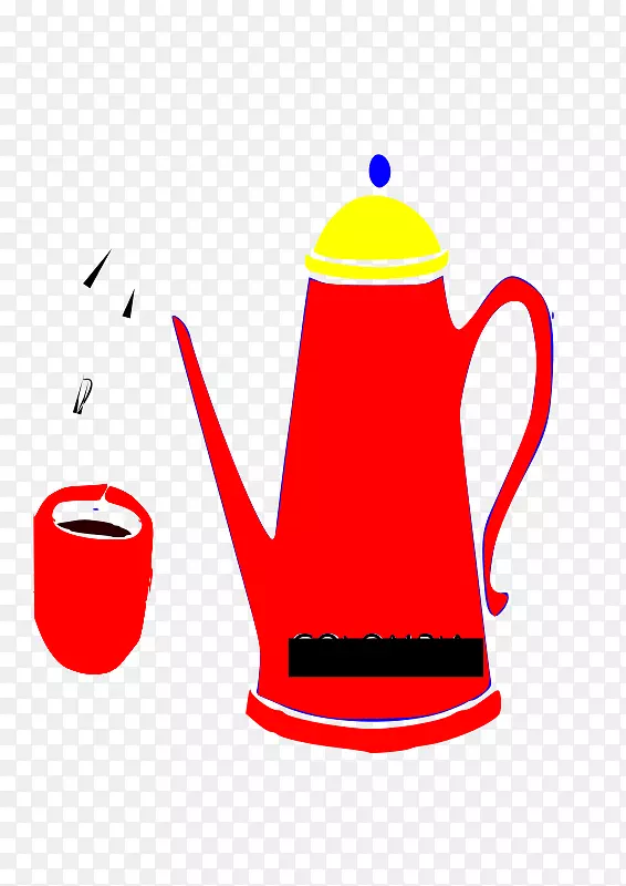 咖啡杯、水壶、剪贴画.红色水壶和杯子