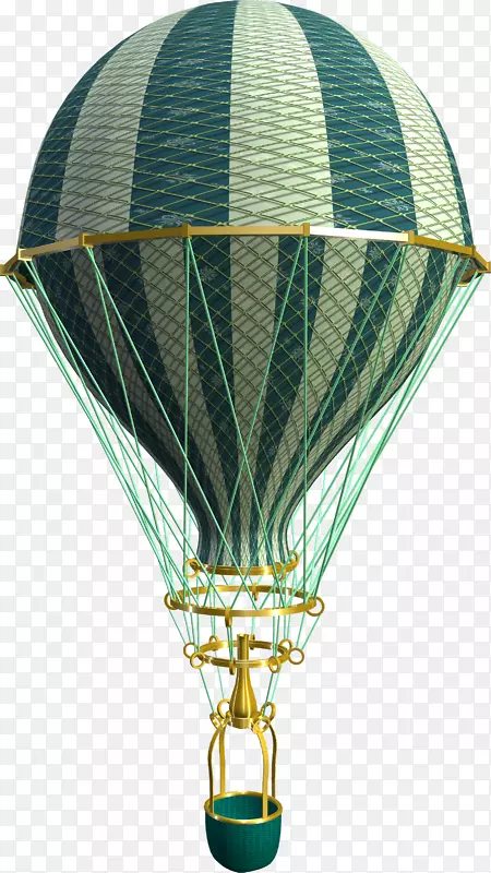 热气球飞行飞机-绿色网格热气球材料自由拉