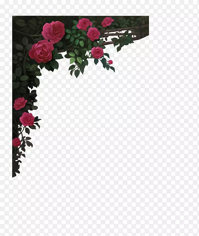 红葡萄酒花园玫瑰画框-神秘葡萄酒红玫瑰边框