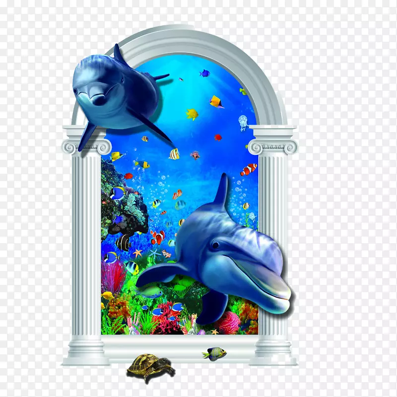 条纹海豚-普通海豚-3D背景