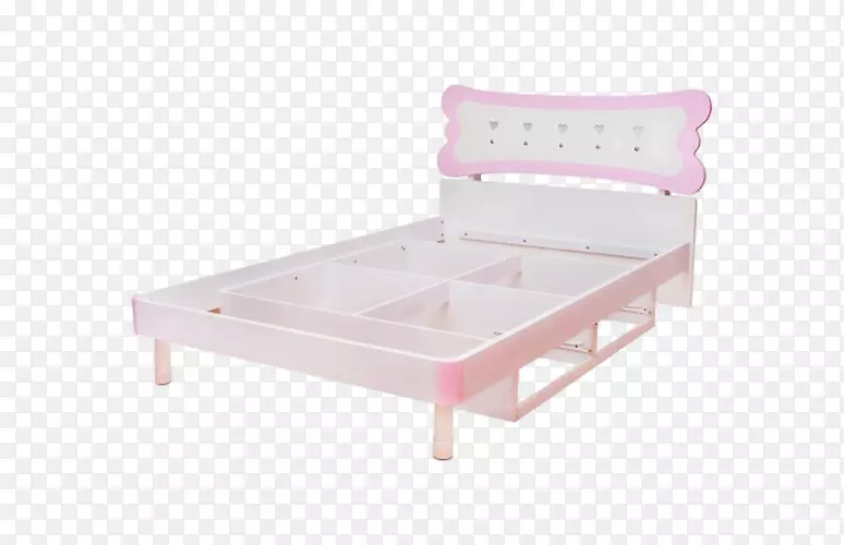 床架，桌子，床垫，床单.粉红色骨架