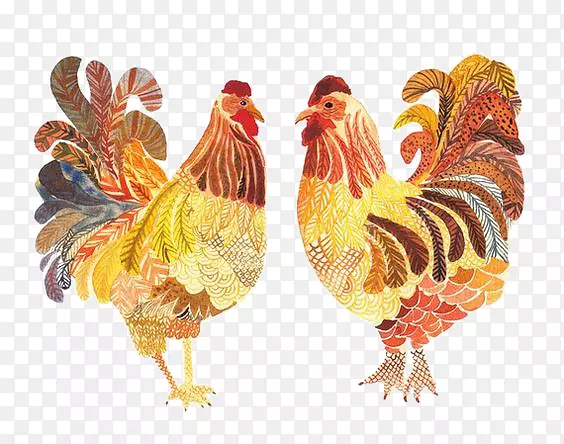 波兰鸡公鸡家禽养殖图-卡通大公鸡