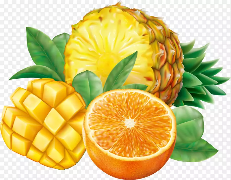 果汁奶昔菠萝橙子-诱人的菠萝芒果橙