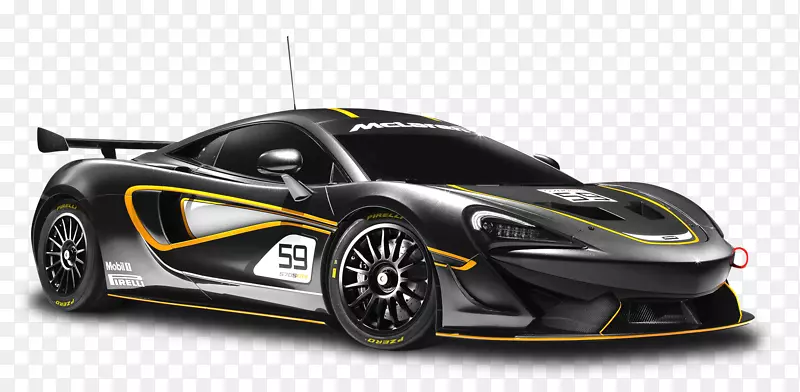 迈凯轮12c性能汽车设计-黑色迈凯轮570 GT4赛车