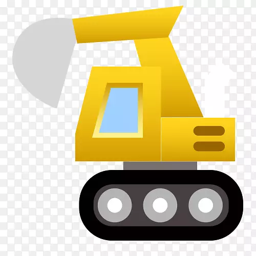 挖掘机重型设备图标-卡通黄色挖掘机卡车