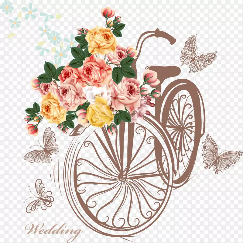自行车篮花库摄影.自行车和花