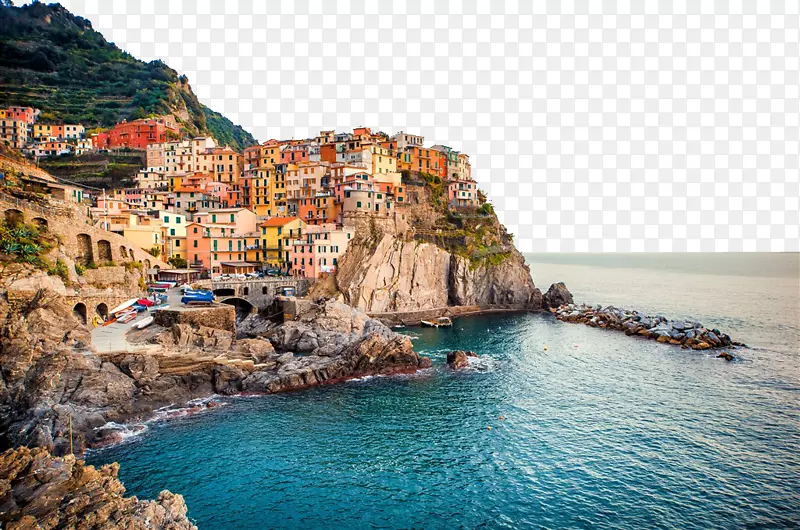 Manarola Riomaggiore Amalfi海岸利古里亚海壁纸-五彩地，意大利