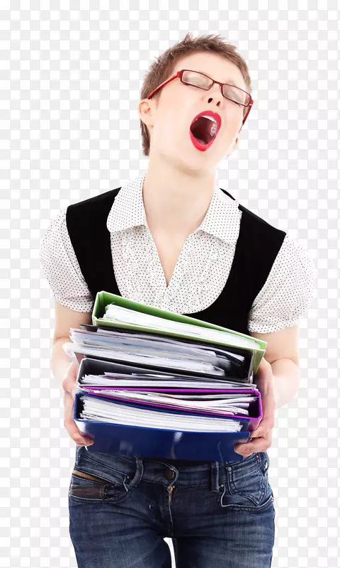 压力症状甲状腺功能减退-女商人拿着一堆文件