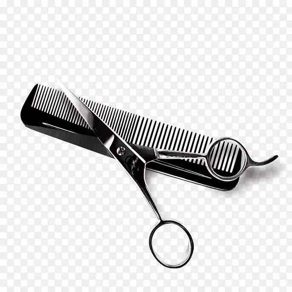 梳子发型师发型剪刀美容院-黑色发廊剪刀和梳子