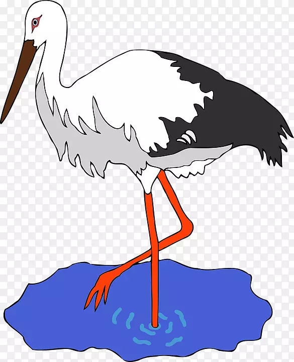 白鹳鸟夹艺术-卡通鹤
