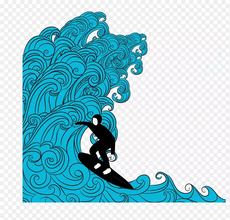 Adobe插画冲浪-海上冲浪