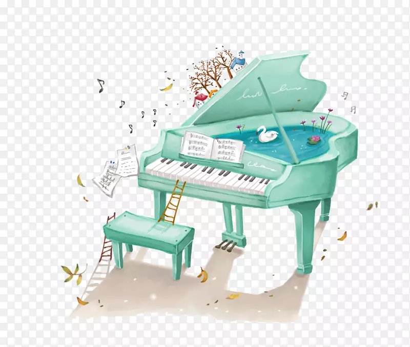 钢琴卡通插图-钢琴