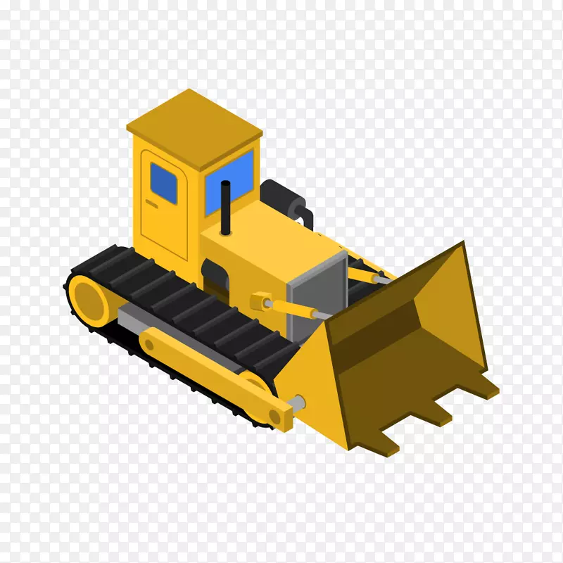 推土机重型设备建筑工程挖掘机黄色卡通推土机