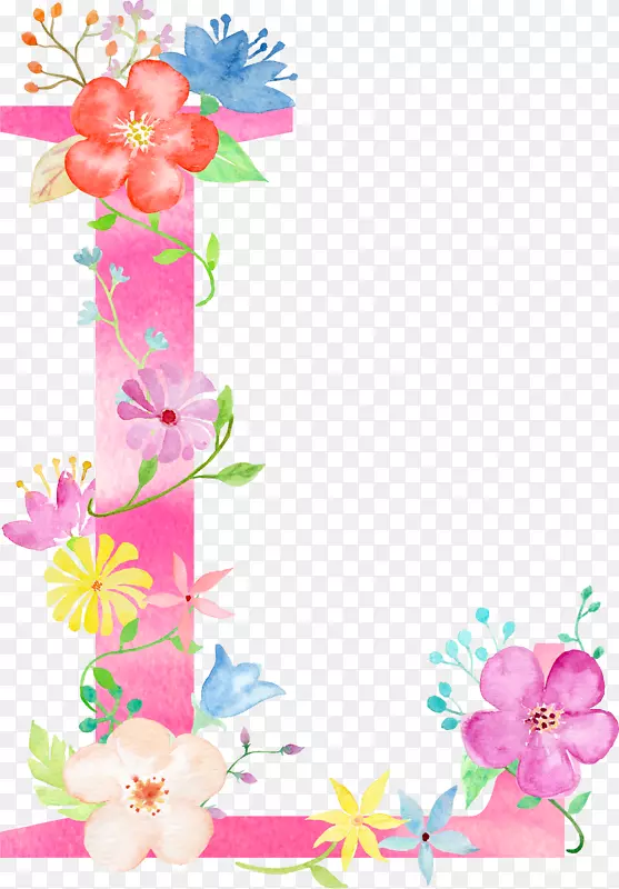 字母花卉设计垫字母表-花字母l