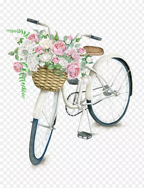 自行车篮餐巾花旧衣服-漂亮的自行车篮