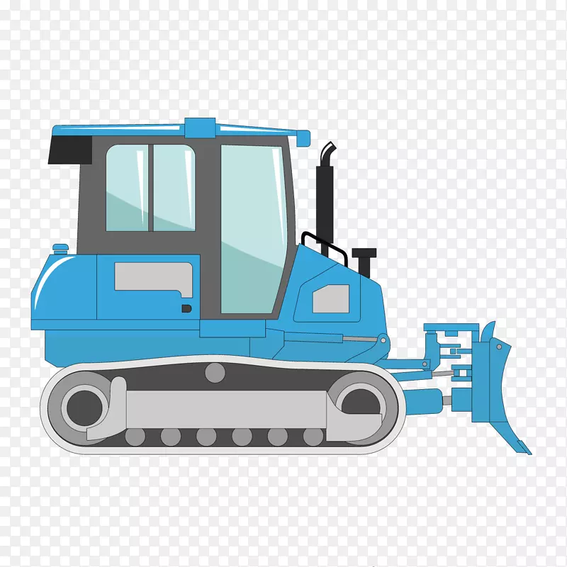 挖掘机推土机-蓝色挖掘机推土机
