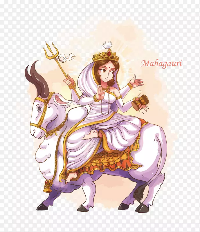 大叶Shiva mahagauri Navaratri Navadurga-载体Agni