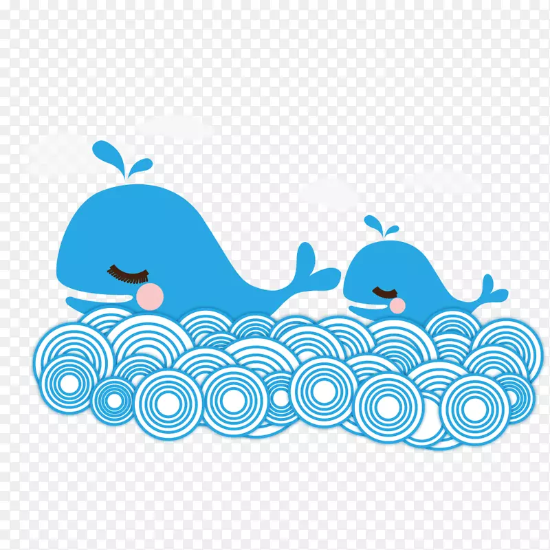 卡通鲸鱼插图-可爱卡通鲸