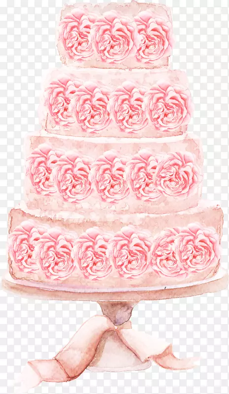 草莓蛋糕托水彩画-多蛋糕
