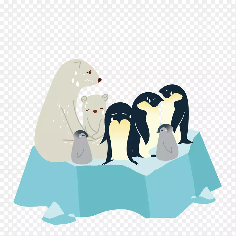 microsoft powerpoint模板演示幻灯片反转胶片企鹅和北极熊在冰川上