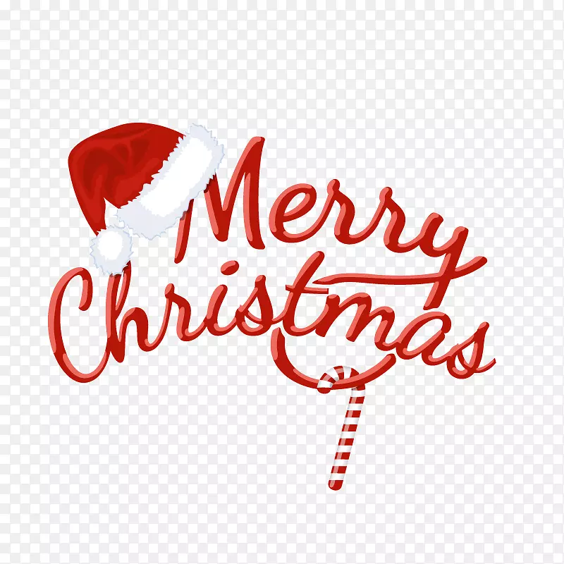 圣诞标志-圣诞快乐，字体，圣诞帽，装饰字体