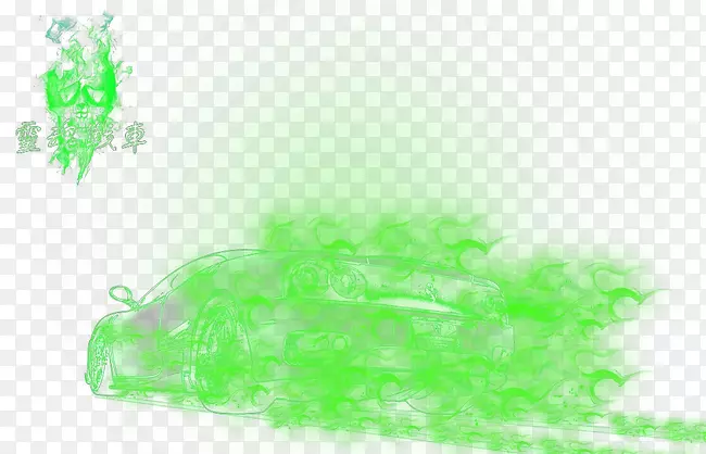 绿色图案-明亮的汽车